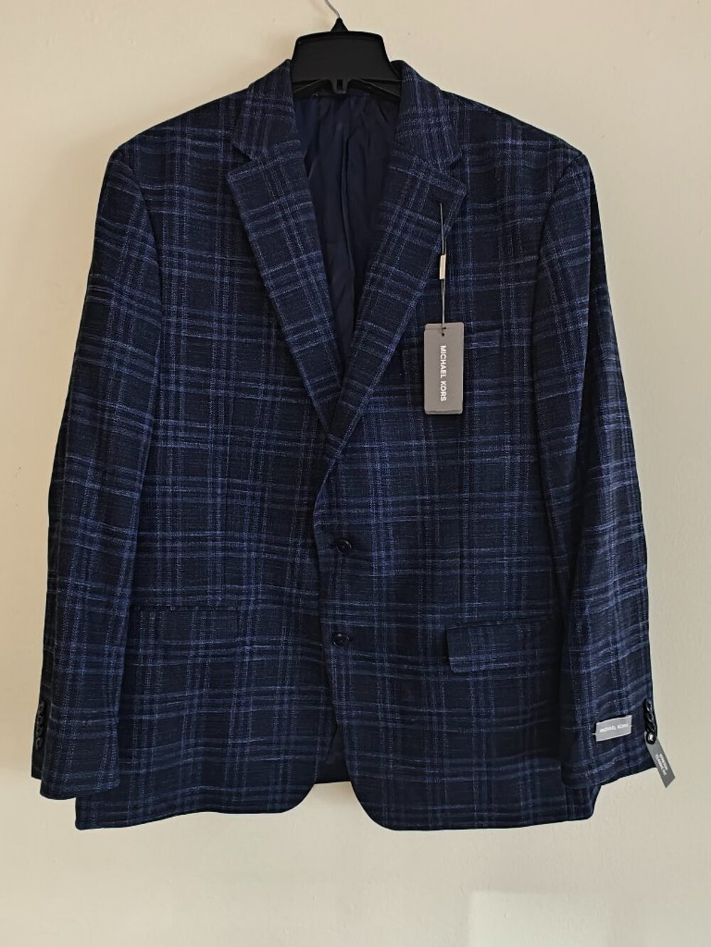Michael Kors Men's Stretch Classic-Fit Plaid Blazer (46 Long)